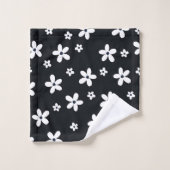 Summer Boho Black White Daisy Flowers Bad Handdoek (Wasdoekje)