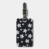 Summer Boho Black White Daisy Flowers Bagagelabel (Voorkant verticaal)