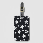 Summer Boho Black White Daisy Flowers Bagagelabel (Voorkant (verticaal))