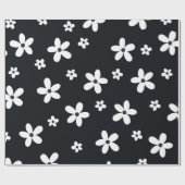Summer Boho Black White Daisy Flowers Cadeaupapier (Vlak)