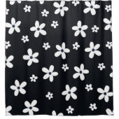 Summer Boho Black White Daisy Flowers Douchegordijn (Voorkant)
