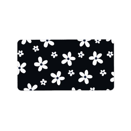 Summer Boho Black White Daisy Flowers Etiket (Voorkant)