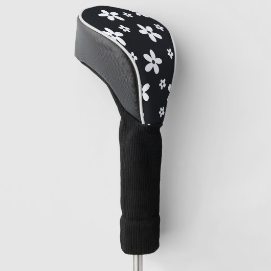 Summer Boho Black White Daisy Flowers Golfheadcover (Schuin)