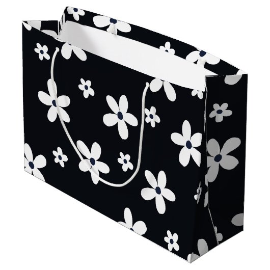 Summer Boho Black White Daisy Flowers Groot Cadeauzakje (Achterkant Gekanteld)