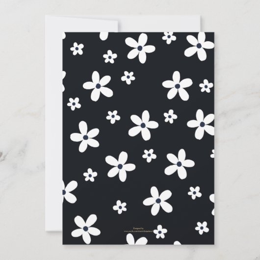 Summer Boho Black White Daisy Flowers Kaart (Achterkant)