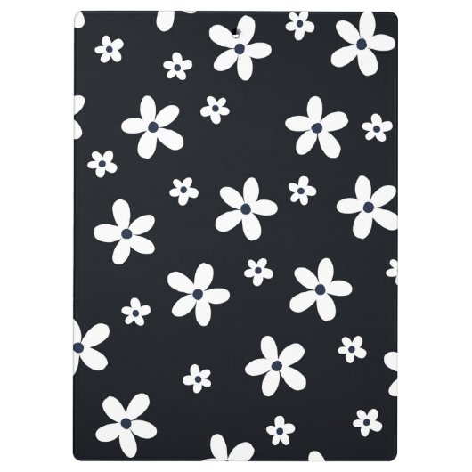 Summer Boho Black White Daisy Flowers Klembord (Achterkant)