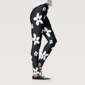 Summer Boho Black White Daisy Flowers Leggings (Rechts)