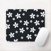 Summer Boho Black White Daisy Flowers Muismat (Met muis)
