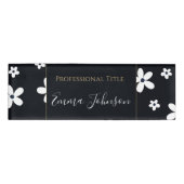 Summer Boho Black White Daisy Flowers Naambadge (Voorkant)