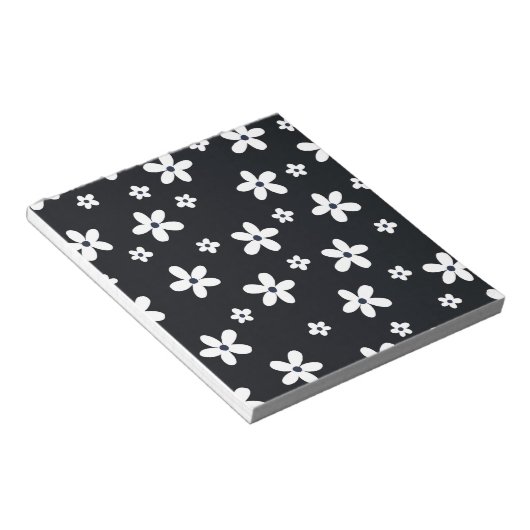 Summer Boho Black White Daisy Flowers Notitieblok (Schuin)