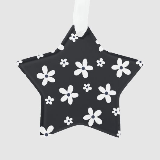 Summer Boho Black White Daisy Flowers Ornament (achterkant)