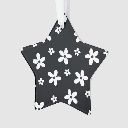Summer Boho Black White Daisy Flowers Ornament (voorkant)
