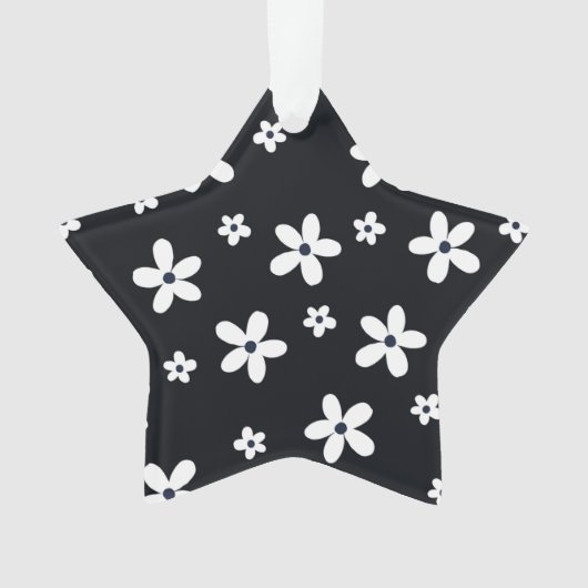Summer Boho Black White Daisy Flowers Ornament (voorkant)