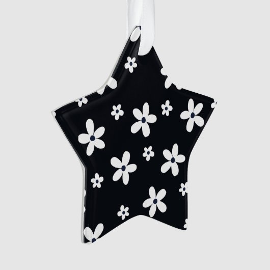 Summer Boho Black White Daisy Flowers Ornament (voorkant)