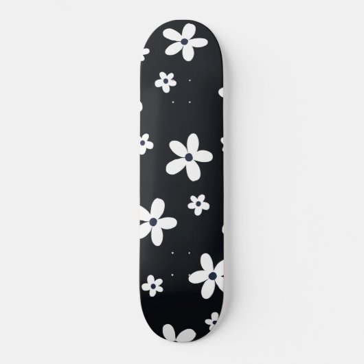 Summer Boho Black White Daisy Flowers Persoonlijk Skateboard (Voorkant)