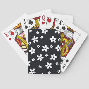 Summer Boho Black White Daisy Flowers Pokerkaarten