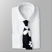 Summer Boho Black White Daisy Flowers Stropdas (Gebonden)
