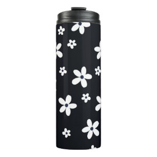 Summer Boho Black White Daisy Flowers Thermosbeker