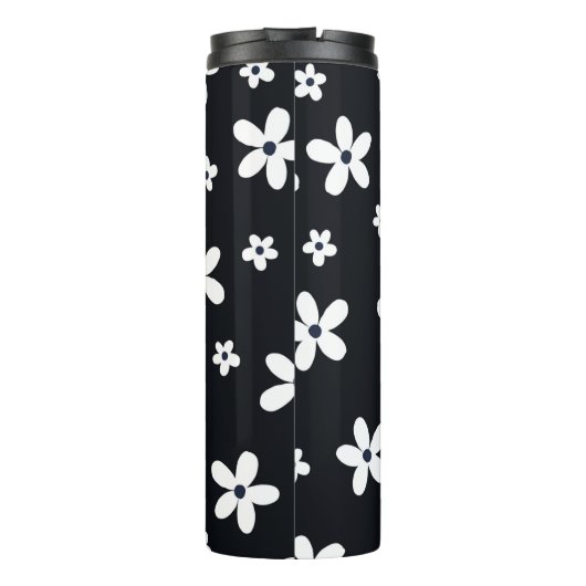 Summer Boho Black White Daisy Flowers Thermosbeker (Achterkant)