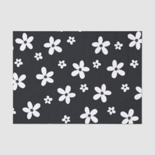 Summer Boho Black White Daisy Flowers Tissuepapier