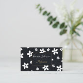 Summer Boho Black White Daisy Flowers Visitekaartje (Staand voorkant)