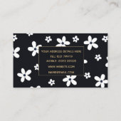Summer Boho Black White Daisy Flowers Visitekaartje (Achterkant)