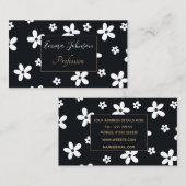 Summer Boho Black White Daisy Flowers Visitekaartje (Voorkant / Achterkant)