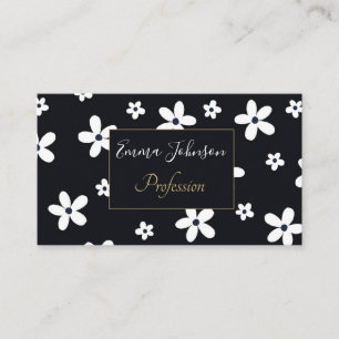 Summer Boho Black White Daisy Flowers Visitekaartje