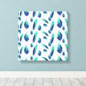 Summer Boho Blue Greenery Botanical Leaves Canvas Afdruk (Insitu (Houten vloer))