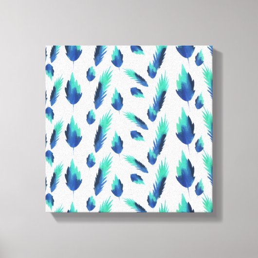 Summer Boho Blue Greenery Botanical Leaves Canvas Afdruk (Voorkant)
