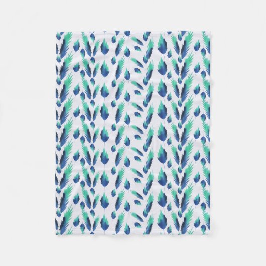 Summer Boho Blue Greenery Botanical Leaves Fleece Deken (Voorkant)