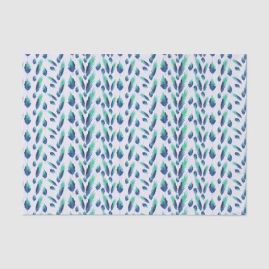 Summer Boho Blue Greenery Botanical Leaves Tissuepapier (Voorkant)