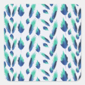 Summer Boho Blue Greenery Botanical Leaves Vierkante Sticker (Voorkant)