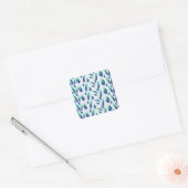 Summer Boho Blue Greenery Botanical Leaves Vierkante Sticker (Envelop)