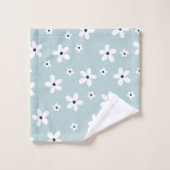 Summer Boho Blue White Daisy Flowers Bad Handdoek (Wasdoekje)