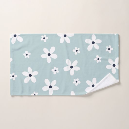 Summer Boho Blue White Daisy Flowers Bad Handdoek (Handdoek)