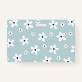 Summer Boho Blue White Daisy Flowers Badge (Achterkant)