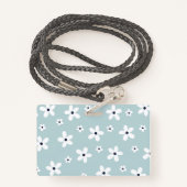 Summer Boho Blue White Daisy Flowers Badge (Achterkant met draagriem)