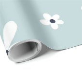 Summer Boho Blue White Daisy Flowers Cadeaupapier (Rol Hoek)