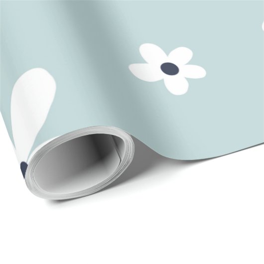 Summer Boho Blue White Daisy Flowers Cadeaupapier (Rol Hoek)