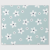 Summer Boho Blue White Daisy Flowers Cadeaupapier (Vlak)