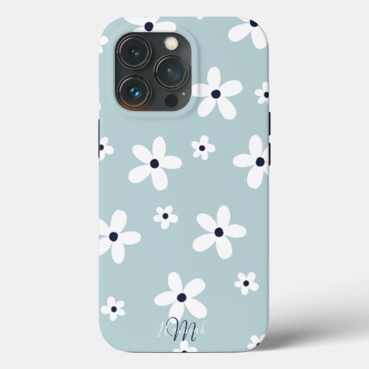Summer Boho Blue White Daisy Flowers Case-Mate iPhone Case (Achterkant)
