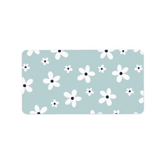Summer Boho Blue White Daisy Flowers Etiket (Voorkant)