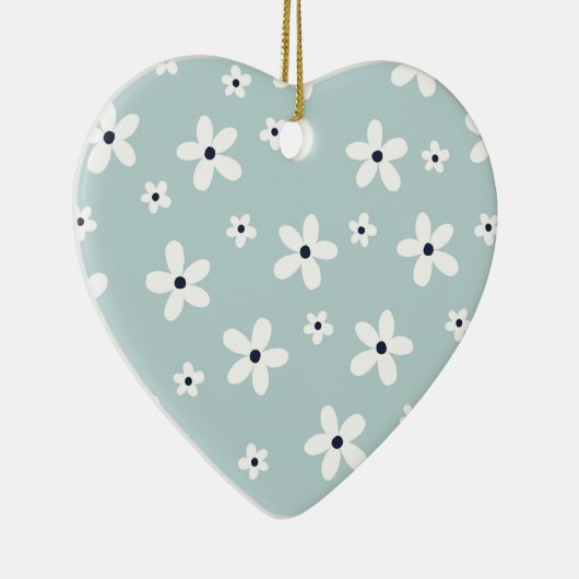 Summer Boho Blue White Daisy Flowers Keramisch Ornament (Rechts)