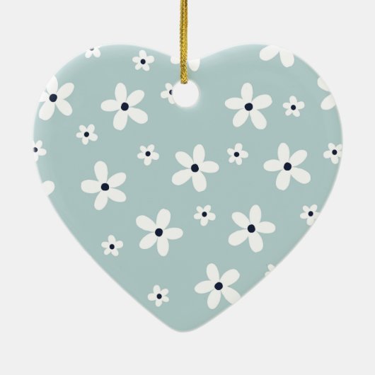 Summer Boho Blue White Daisy Flowers Keramisch Ornament (Achterkant)