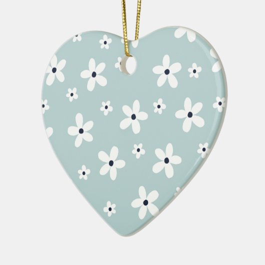 Summer Boho Blue White Daisy Flowers Keramisch Ornament (Links)