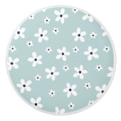 Summer Boho Blue White Daisy Flowers Keramische Knop (Voorkant)