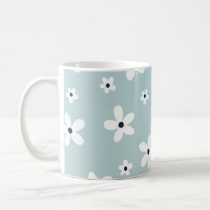 Summer Boho Blue White Daisy Flowers Koffiemok