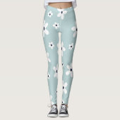 Summer Boho Blue White Daisy Flowers Leggings (Voorkant)