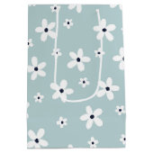 Summer Boho Blue White Daisy Flowers Medium Cadeauzakje (Achterkant)